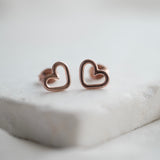Open Heart Stud Earrings in 18ct Rose Gold Vermeil