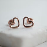 Open Heart Stud Earrings in 18ct Rose Gold Vermeil