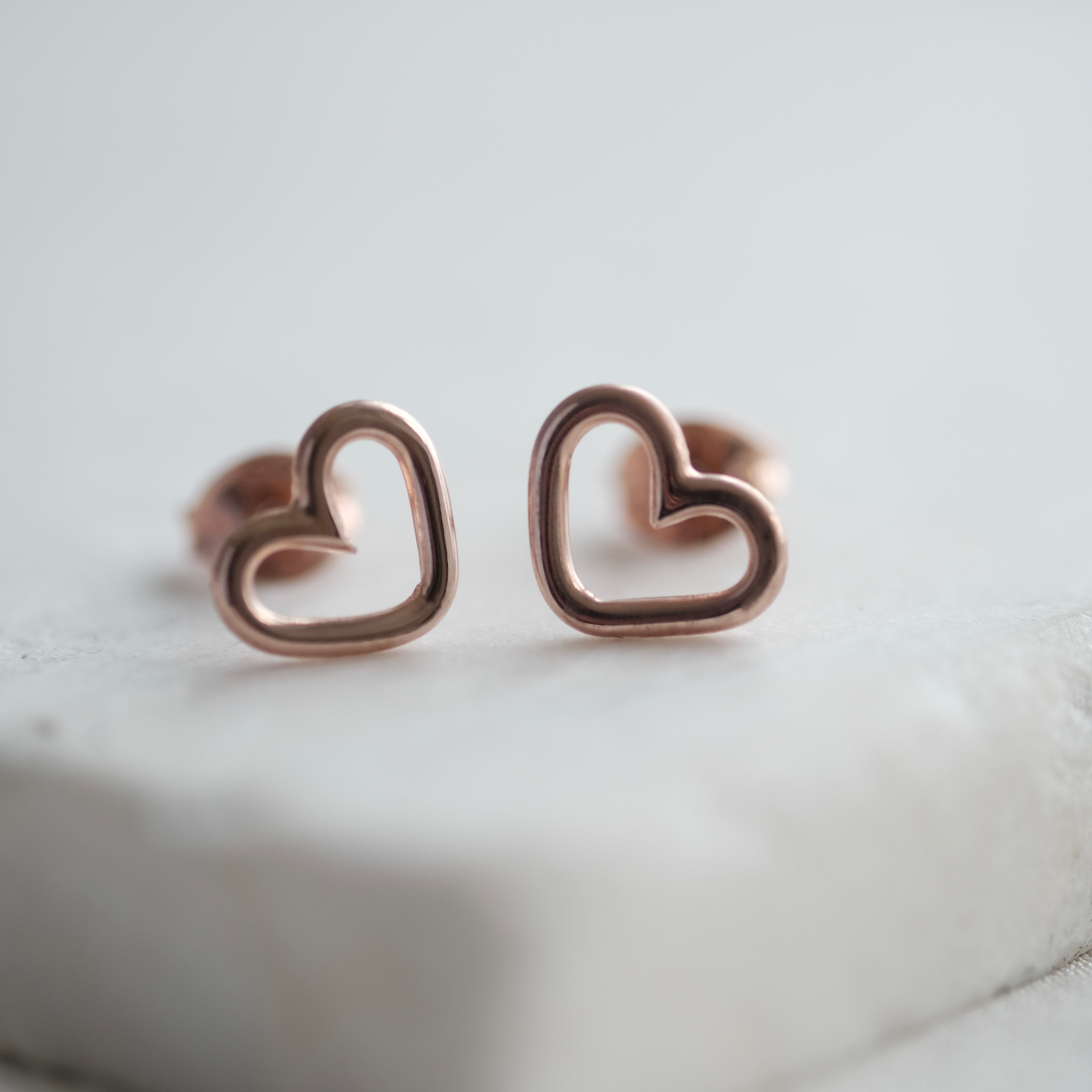Open Heart Stud Earrings in 18ct Rose Gold Vermeil