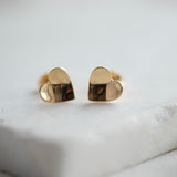 Concave Heart Stud Earrings in 18ct Yellow Gold Vermeil