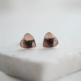 Concave Heart Stud Earrings in 18ct Rose Gold Vermeil