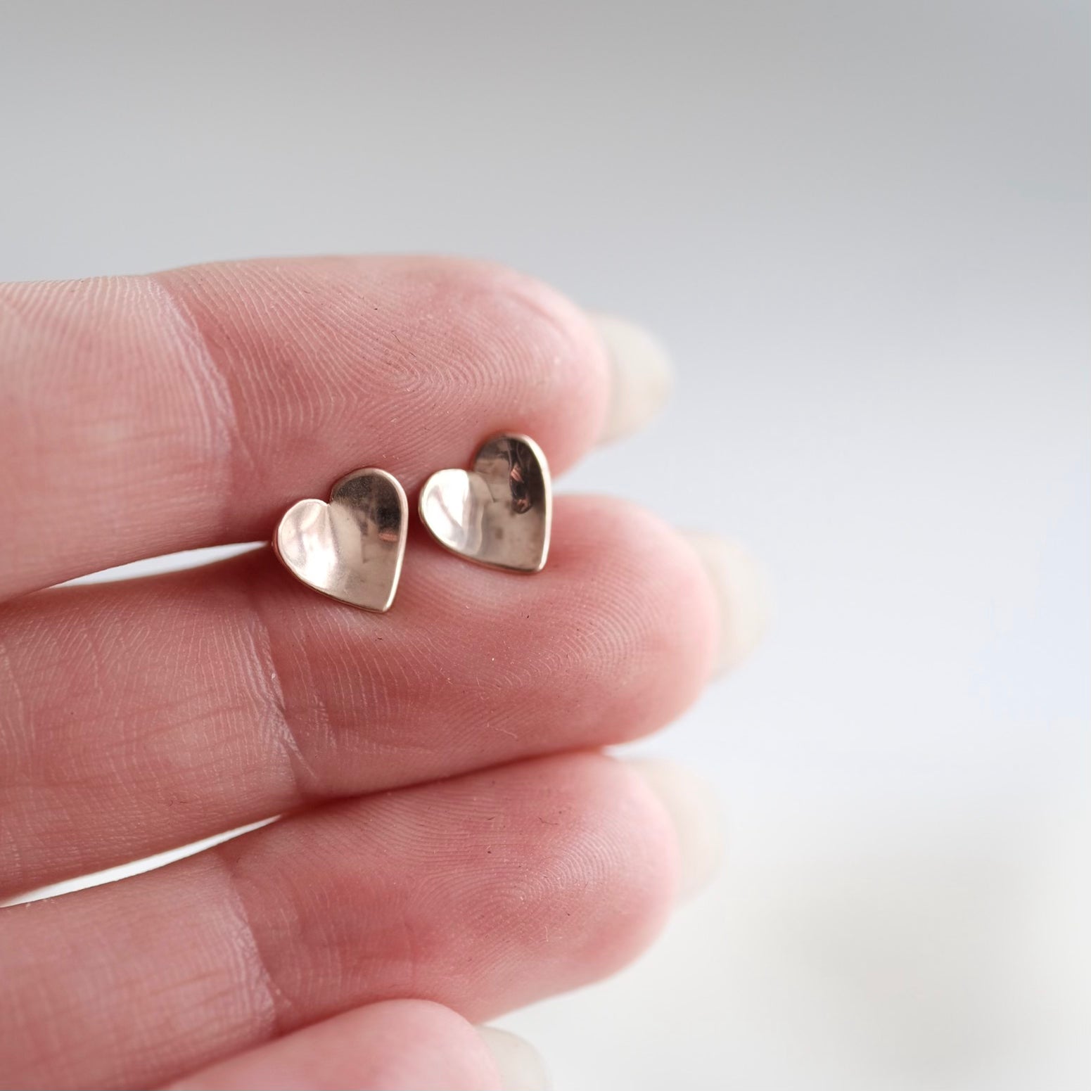 Concave Heart Stud Earrings in 18ct Rose Gold Vermeil