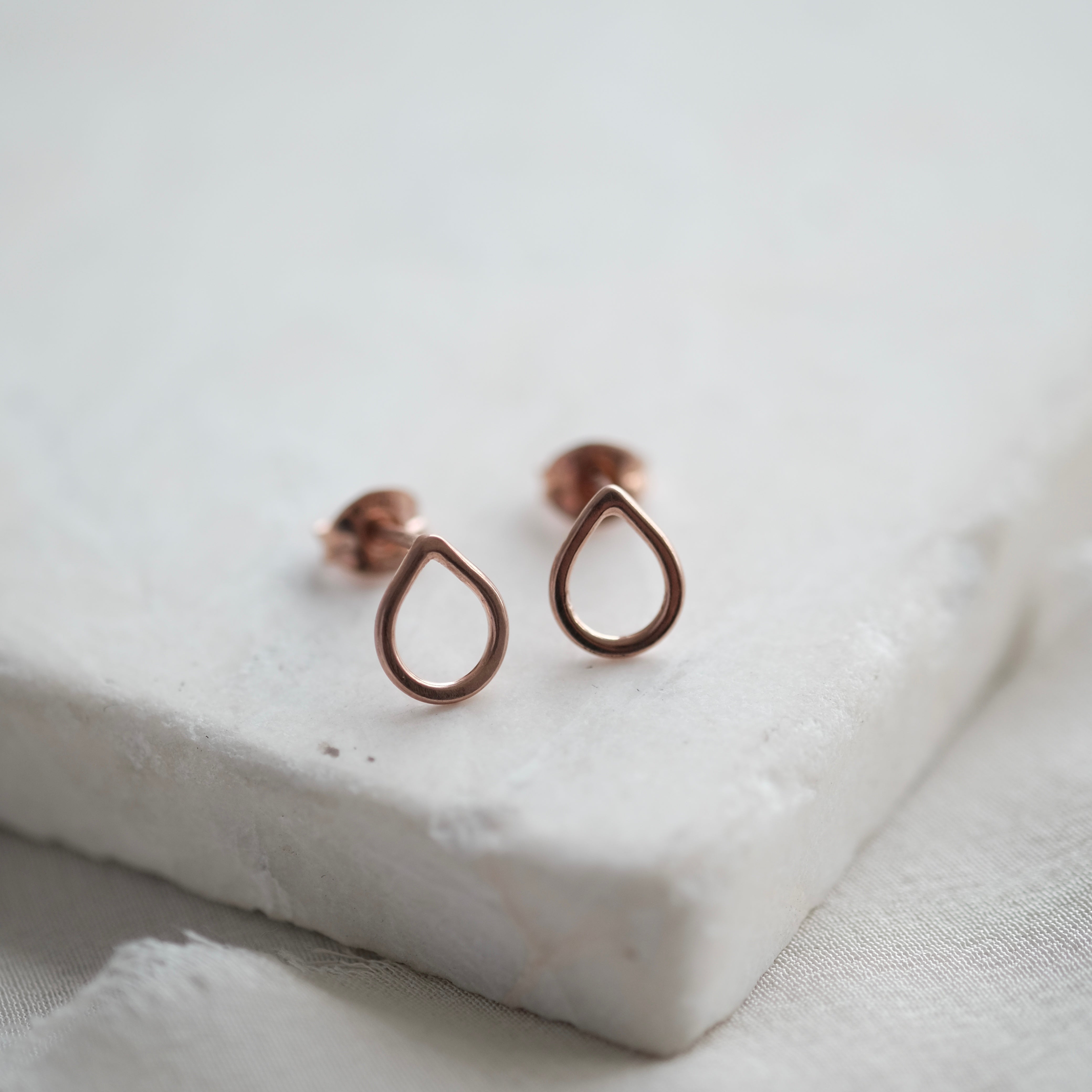 Teardrop Stud Earrings in 18ct Rose Gold Vermeil
