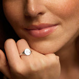 Diamond Initial Signet Ring in Solid Gold
