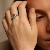 Diamond Initial Signet Ring in Solid Gold