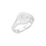Diamond Initial Signet Ring in Solid Gold