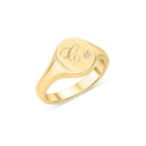 Diamond Initial Signet Ring in Solid Gold