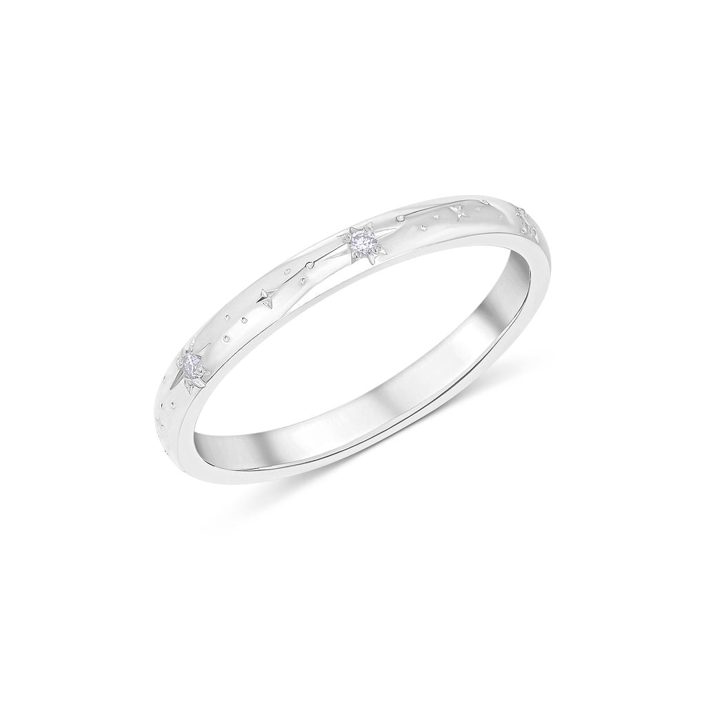 Bellatrix Hand Engraved Diamond Ring in Solid Gold or Platinum