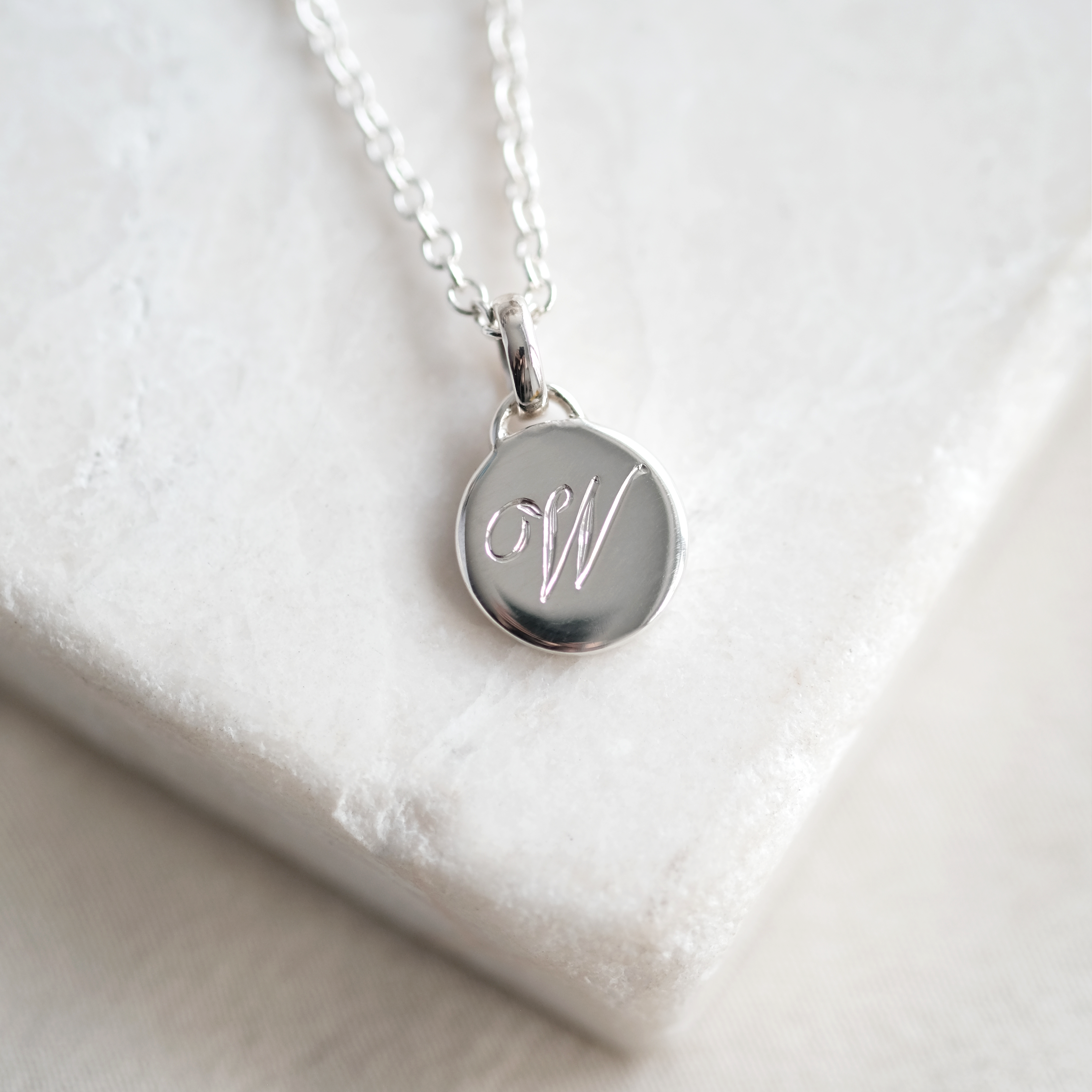 Mini Personalised Initial Necklace in Sterling Silver