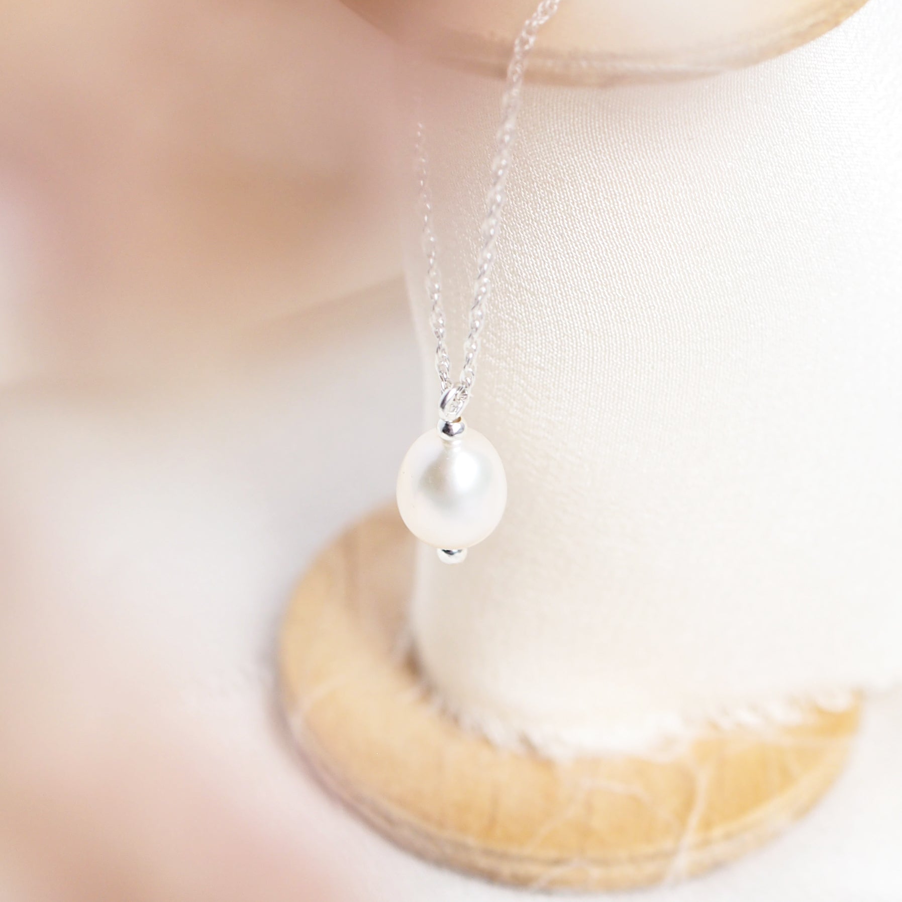Dainty Freshwater Pearl Necklace in Sterling Silver