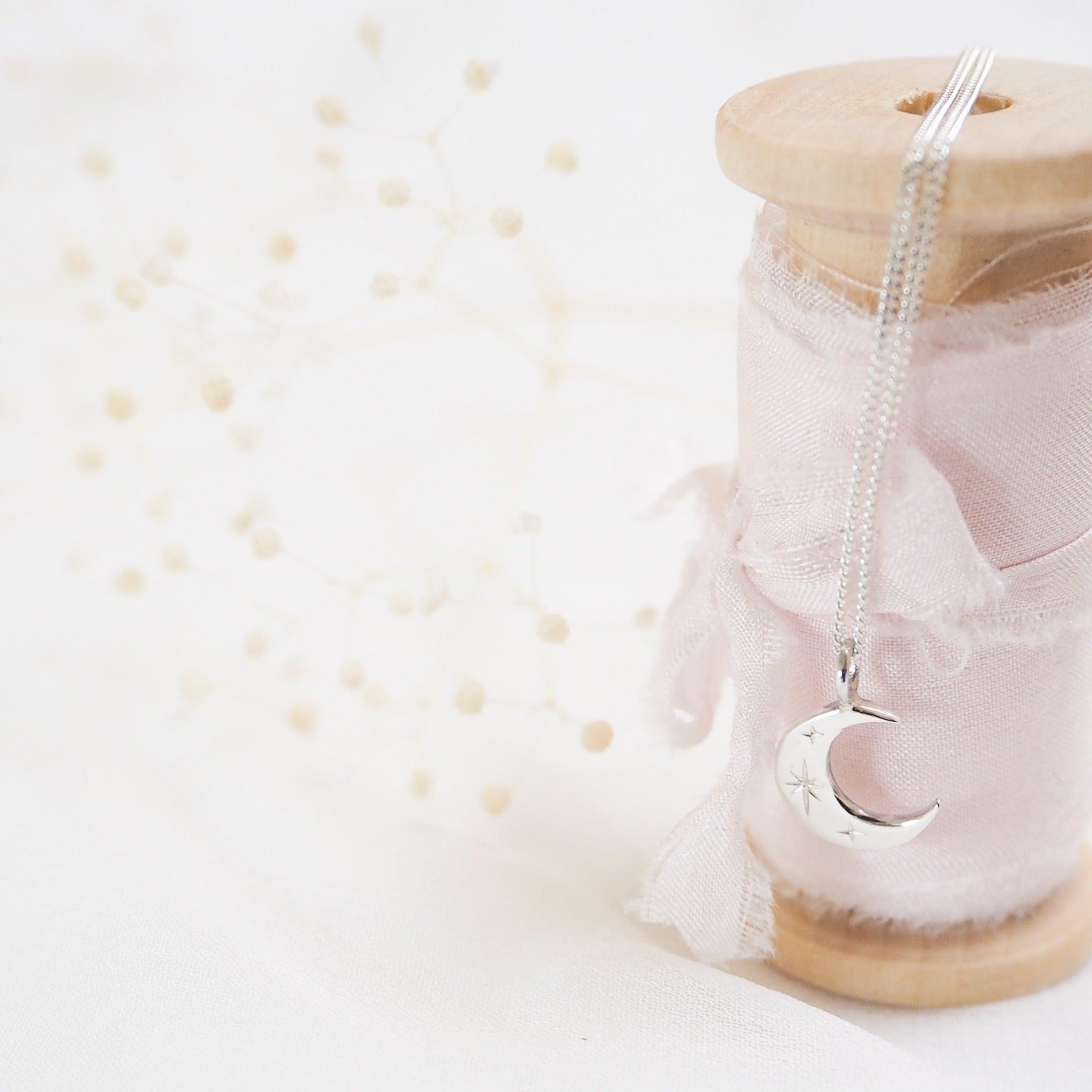 Crescent Moon Necklace in Sterling Silver