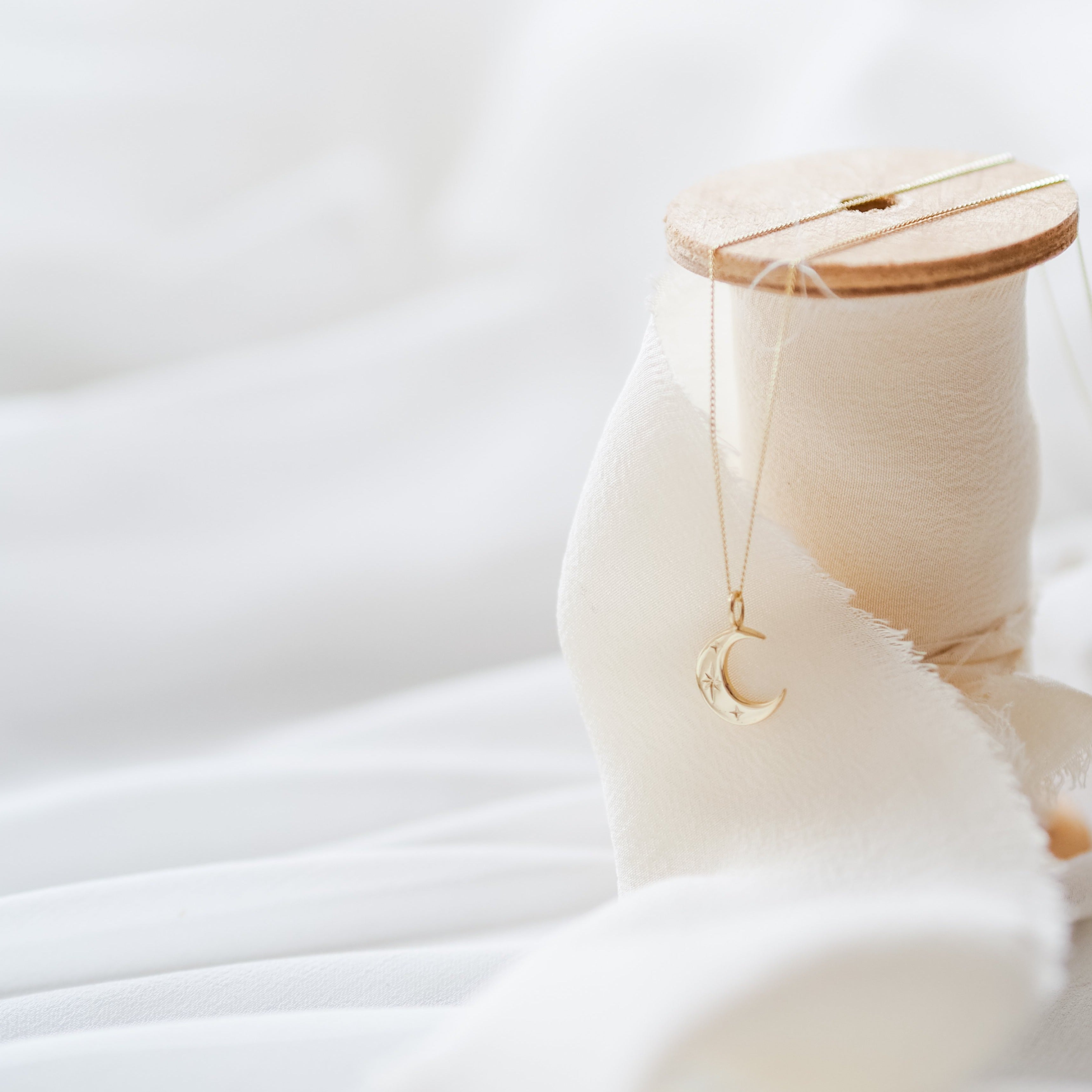 Crescent Moon Necklace in Solid 9ct Gold