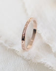 Star Engraved Flat Profile Ring Band in Solid Rose Gold