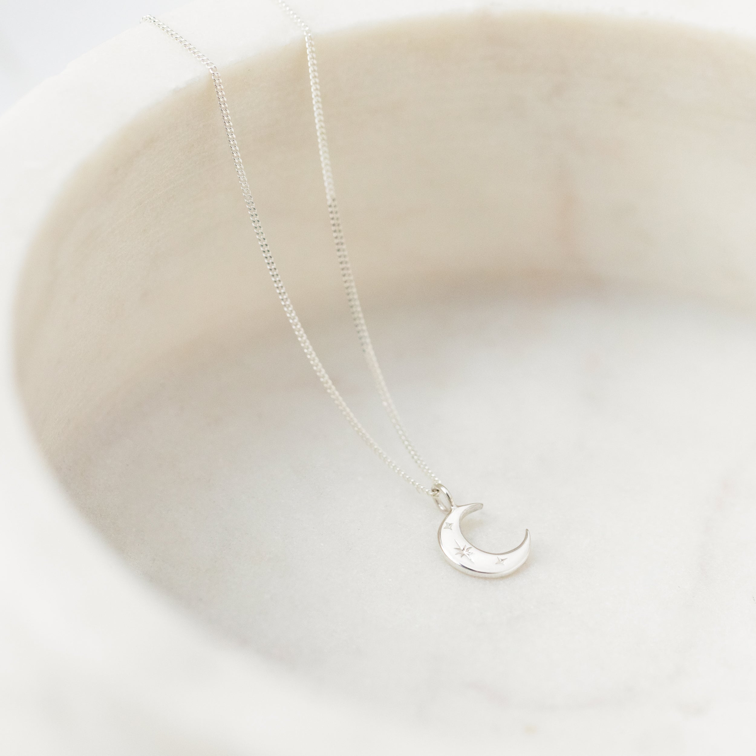 Crescent Moon Necklace in Sterling Silver