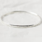 Hand Engraved Star Bangle in Sterling Silver