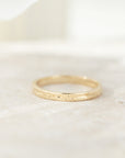 Star Engraved Flat Profile Ring Band in Solid Yellow Gold