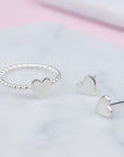 Handmade Sterling Silver Heart Ring and Earrings