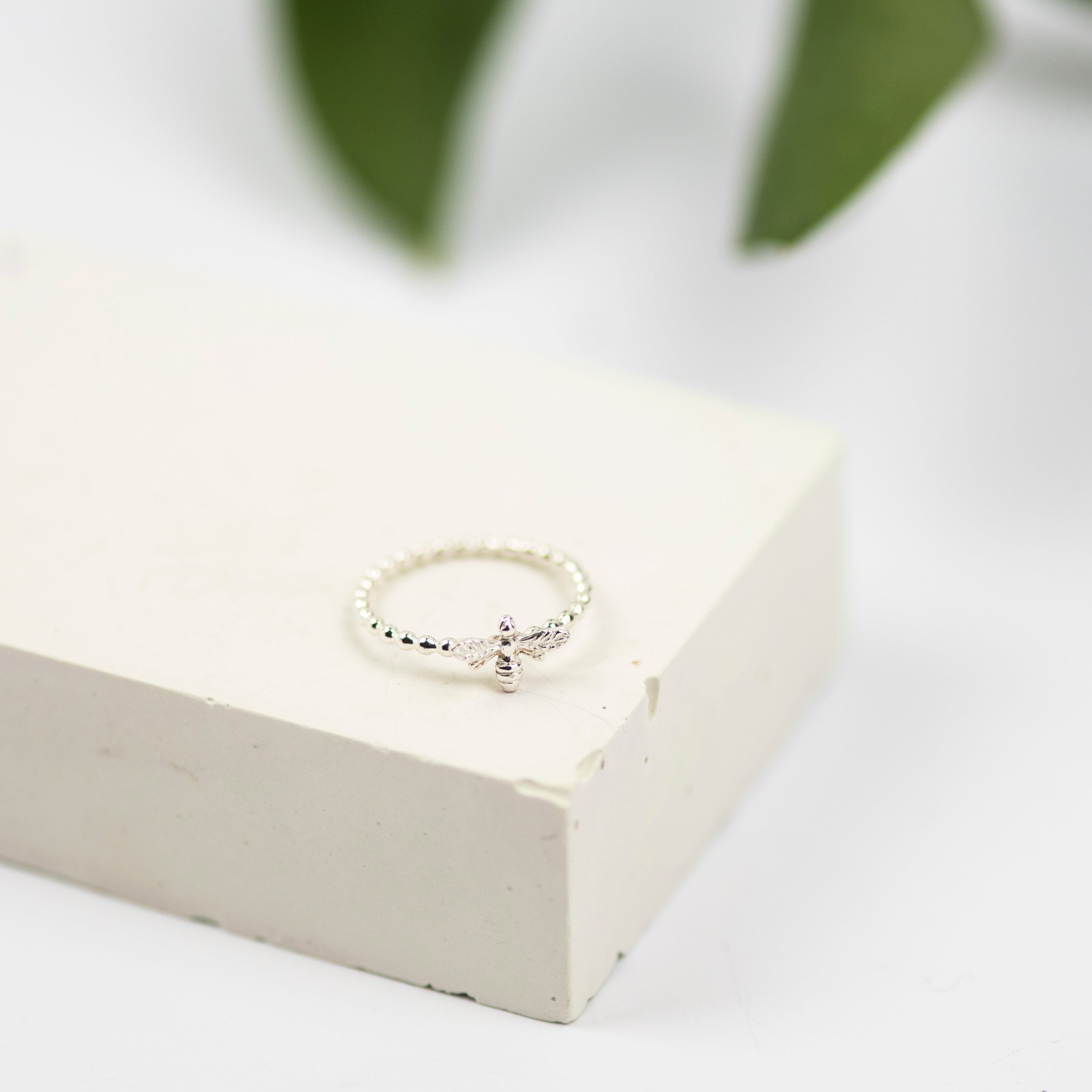 Dainty Bee Ring in Sterling Silver