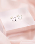 Sterling Silver Open Heart Stud Earrings