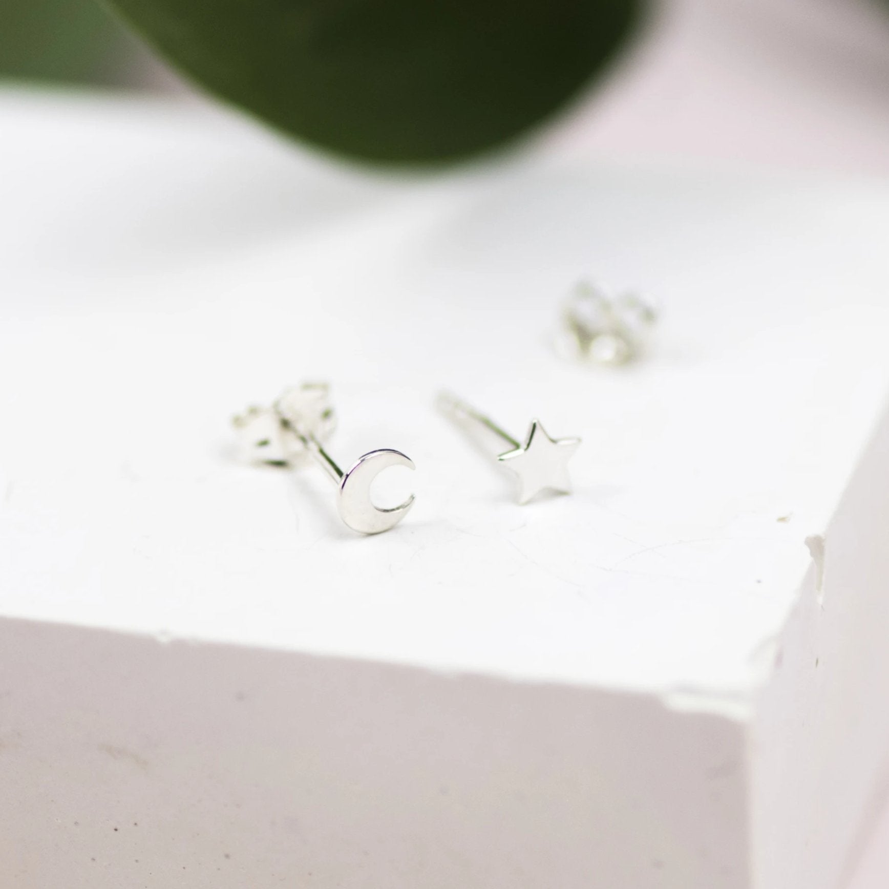 Moon and star stud earrings