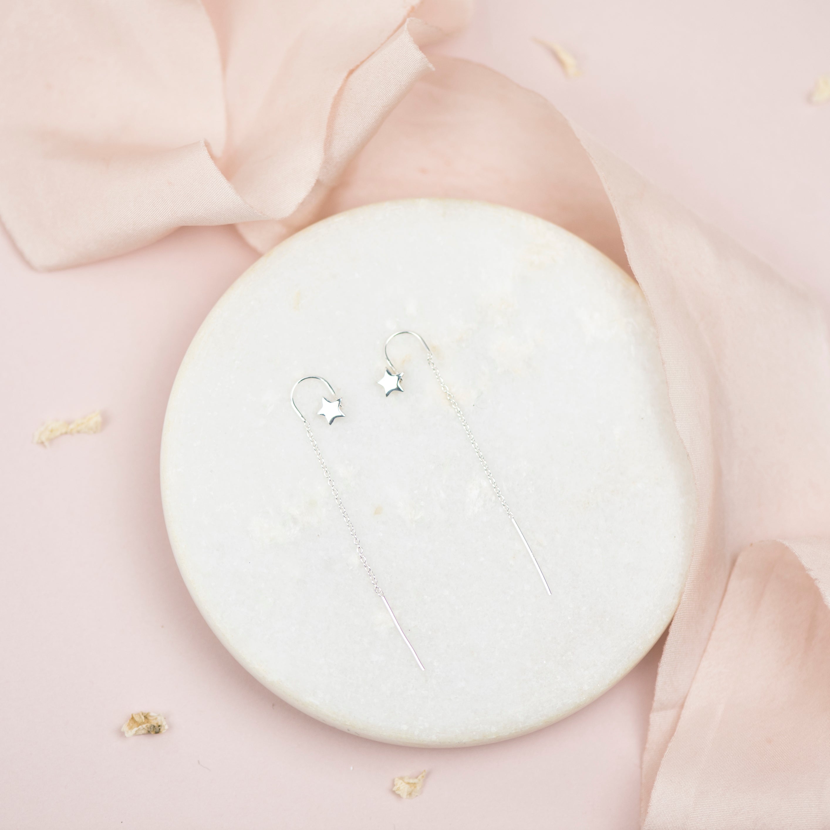 Sterling Silver Star Threader Earrings