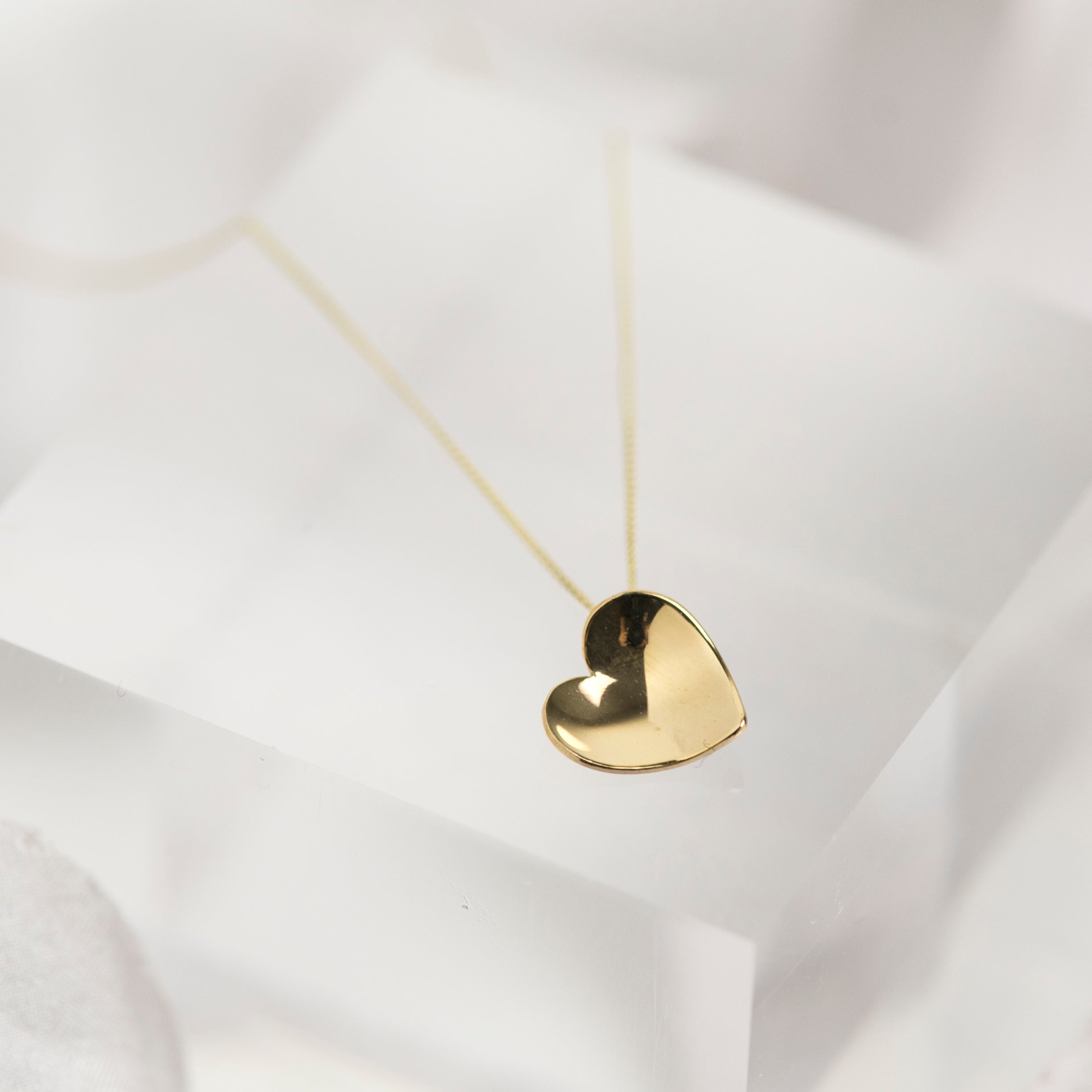 Solid 9 carat yellow gold heart necklace