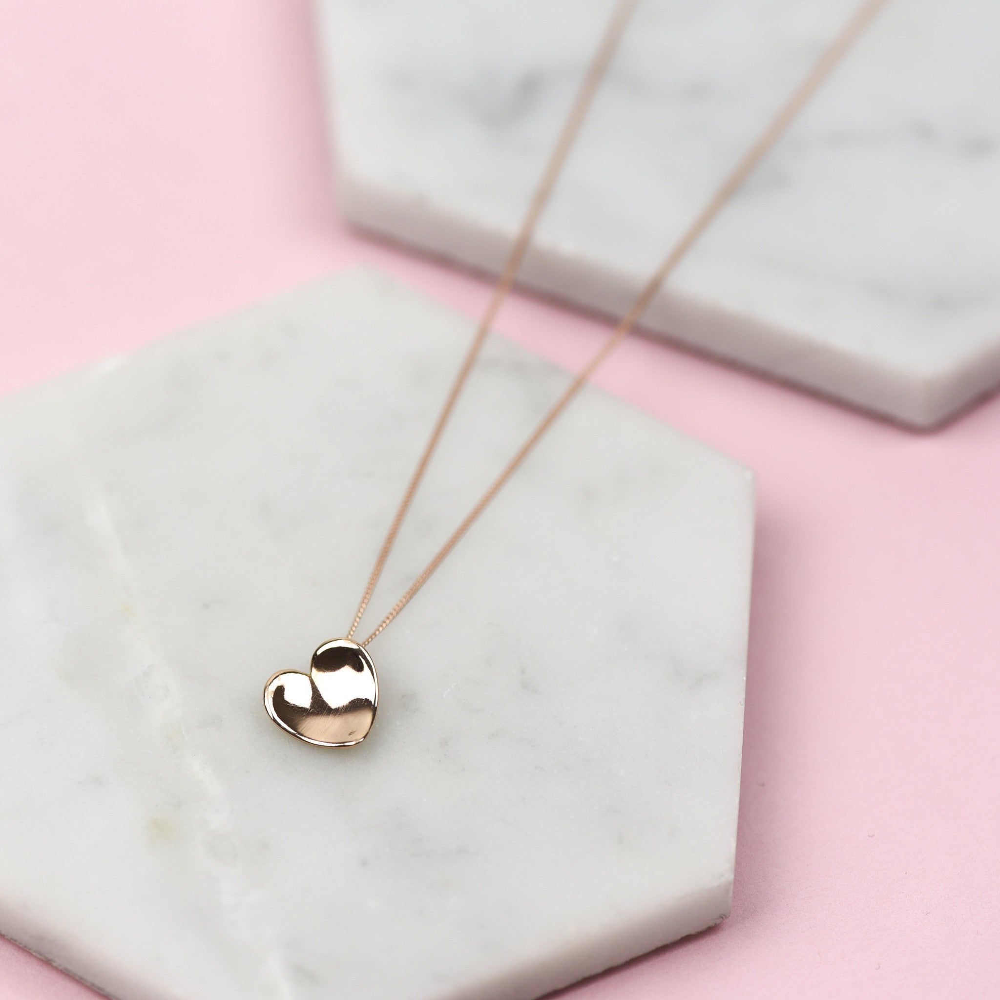 Solid 9 carat rose gold heart necklace