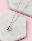 Solid 9 carat rose gold heart necklace