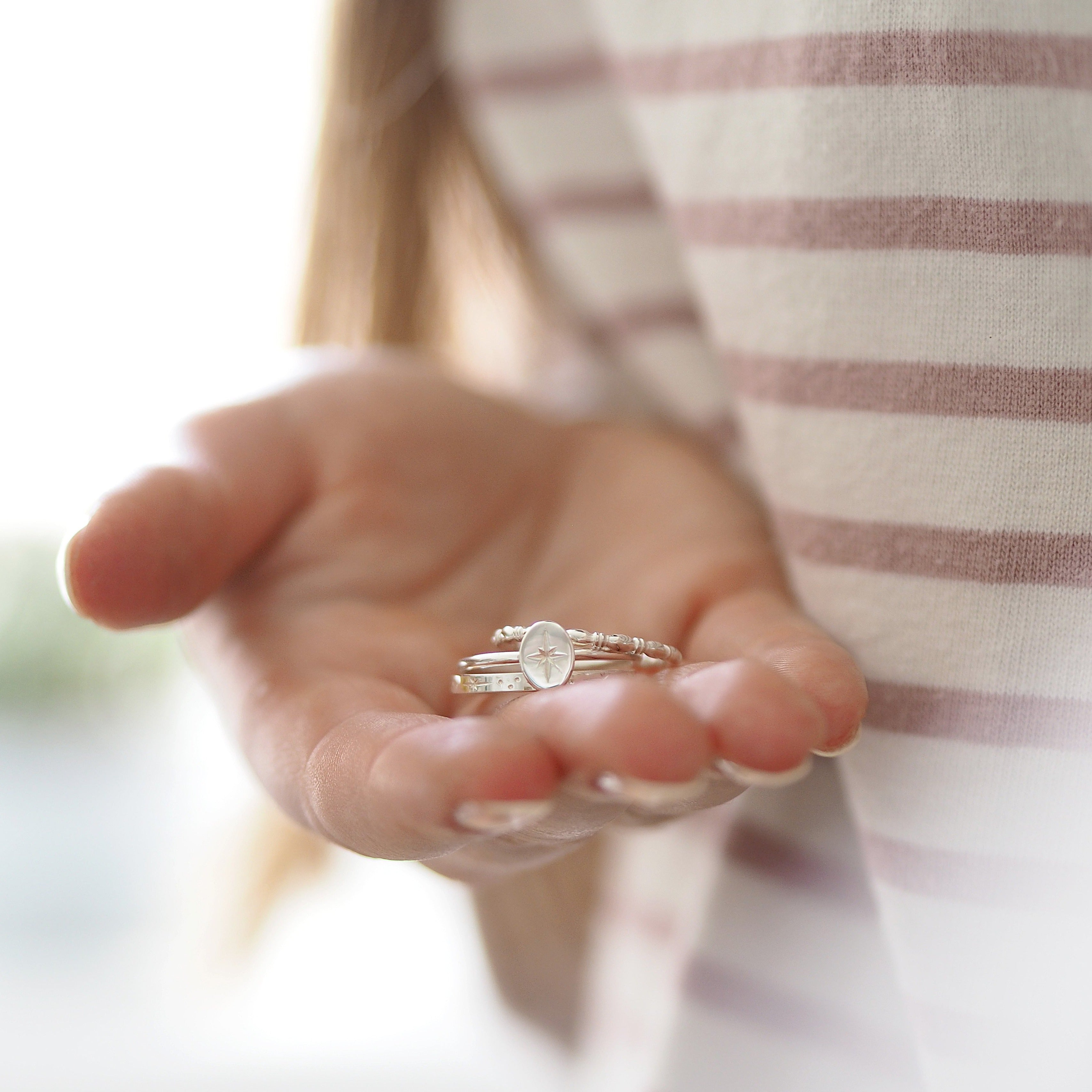 Starry Stacking Ring Set in Sterling Silver