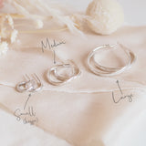 Large Hand Engraved Star Hoop Earrings in Sterling Silver