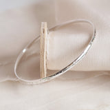 Hand Engraved Star Bangle in Sterling Silver