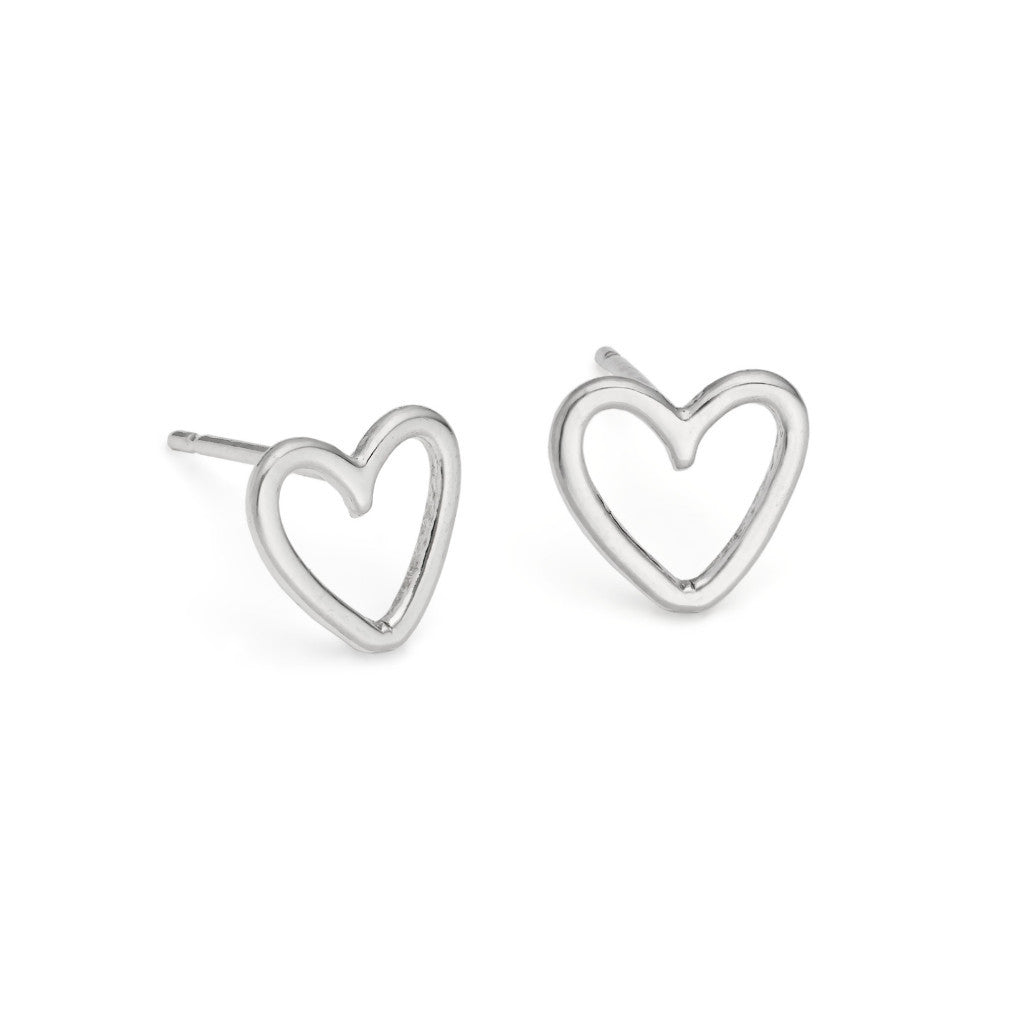 Handmade Sterling Silver Open Heart Stud Earrings