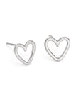 Handmade Sterling Silver Open Heart Stud Earrings