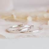 Large Hand Engraved Star Hoop Earrings in Sterling Silver