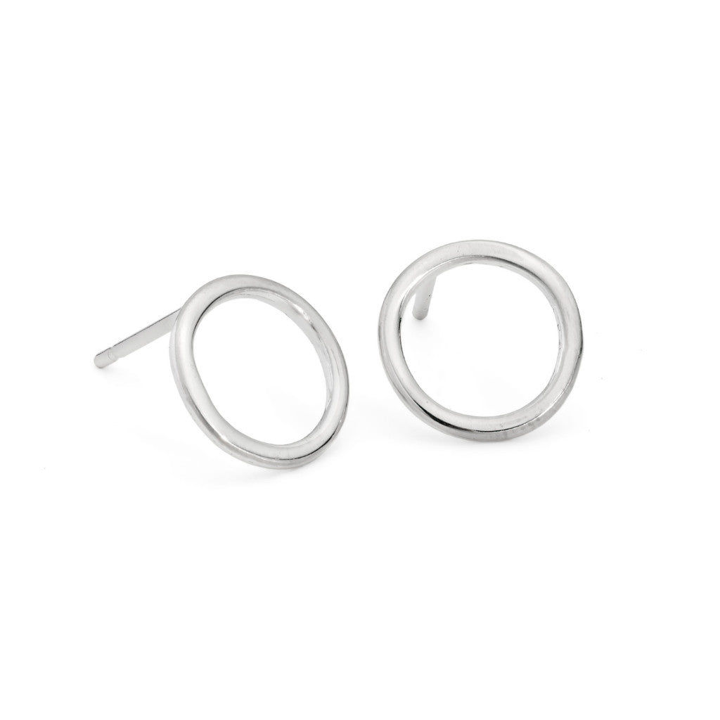 Simple Silver Hoop Stud Earrings