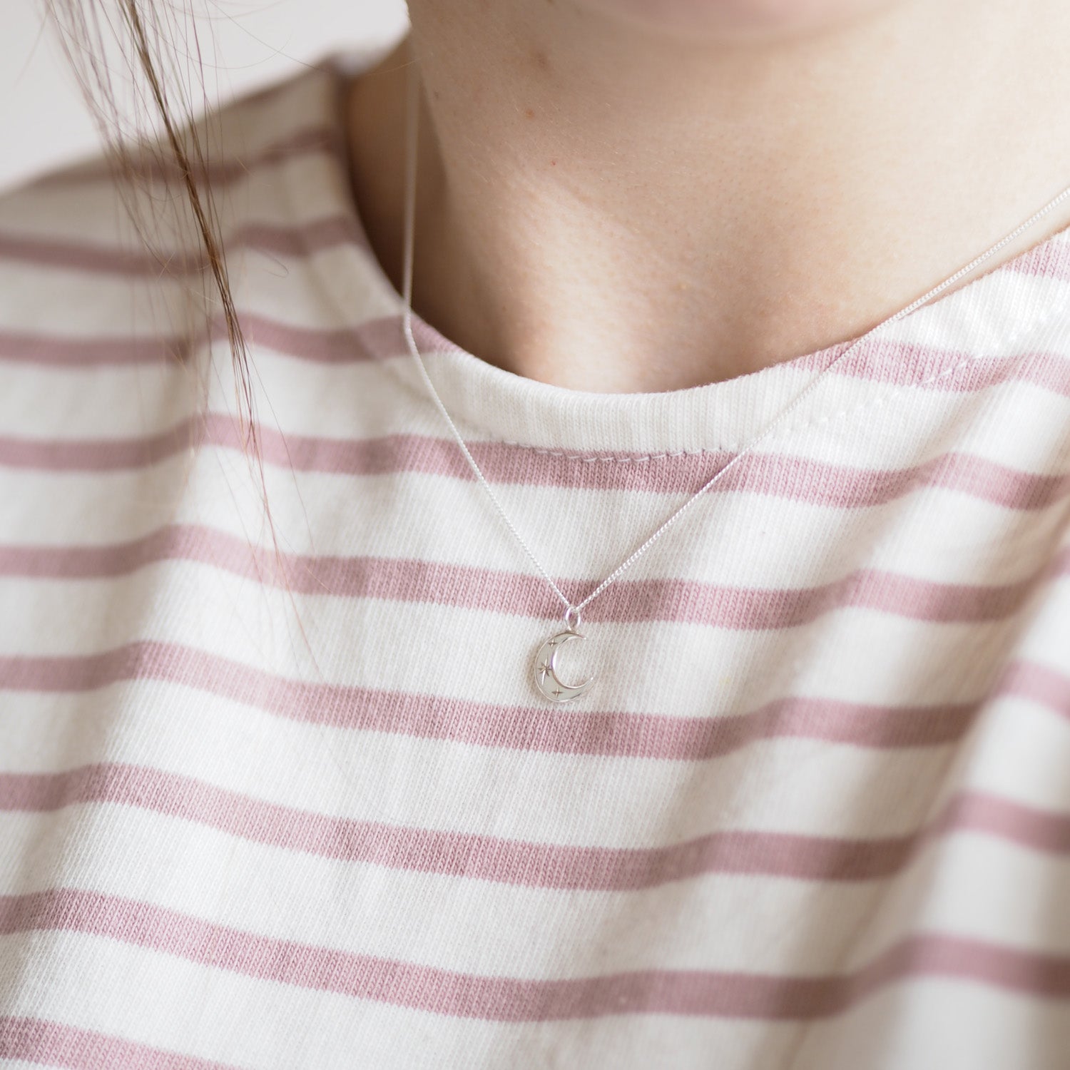 Crescent Moon Necklace in Sterling Silver