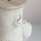 Crescent Moon Necklace in Sterling Silver