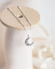 Crescent Moon Satellite Necklace in Sterling Silver