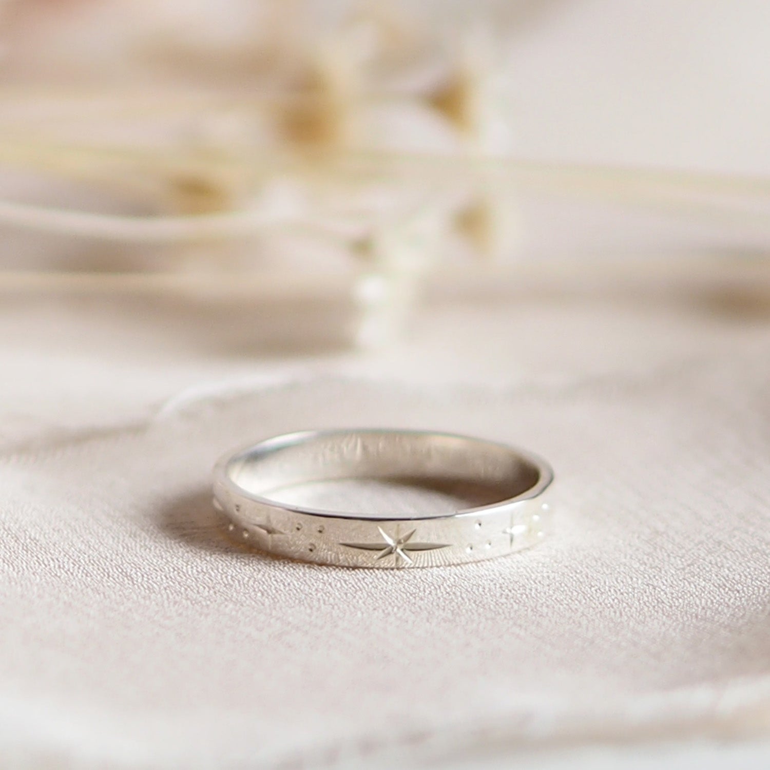 Hand Engraved Sterling Silver Star Constellation Ring