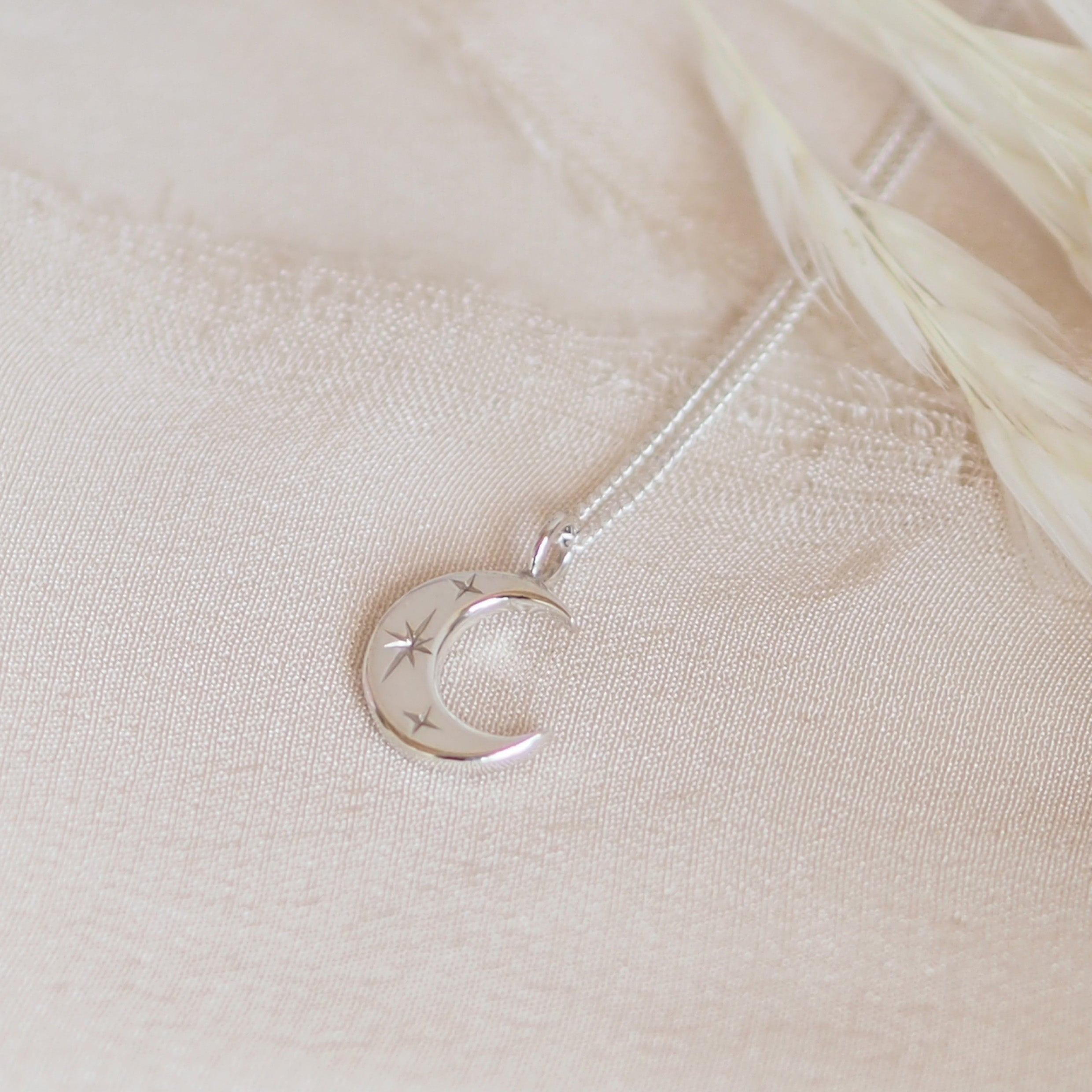 Crescent Moon Necklace in Sterling Silver