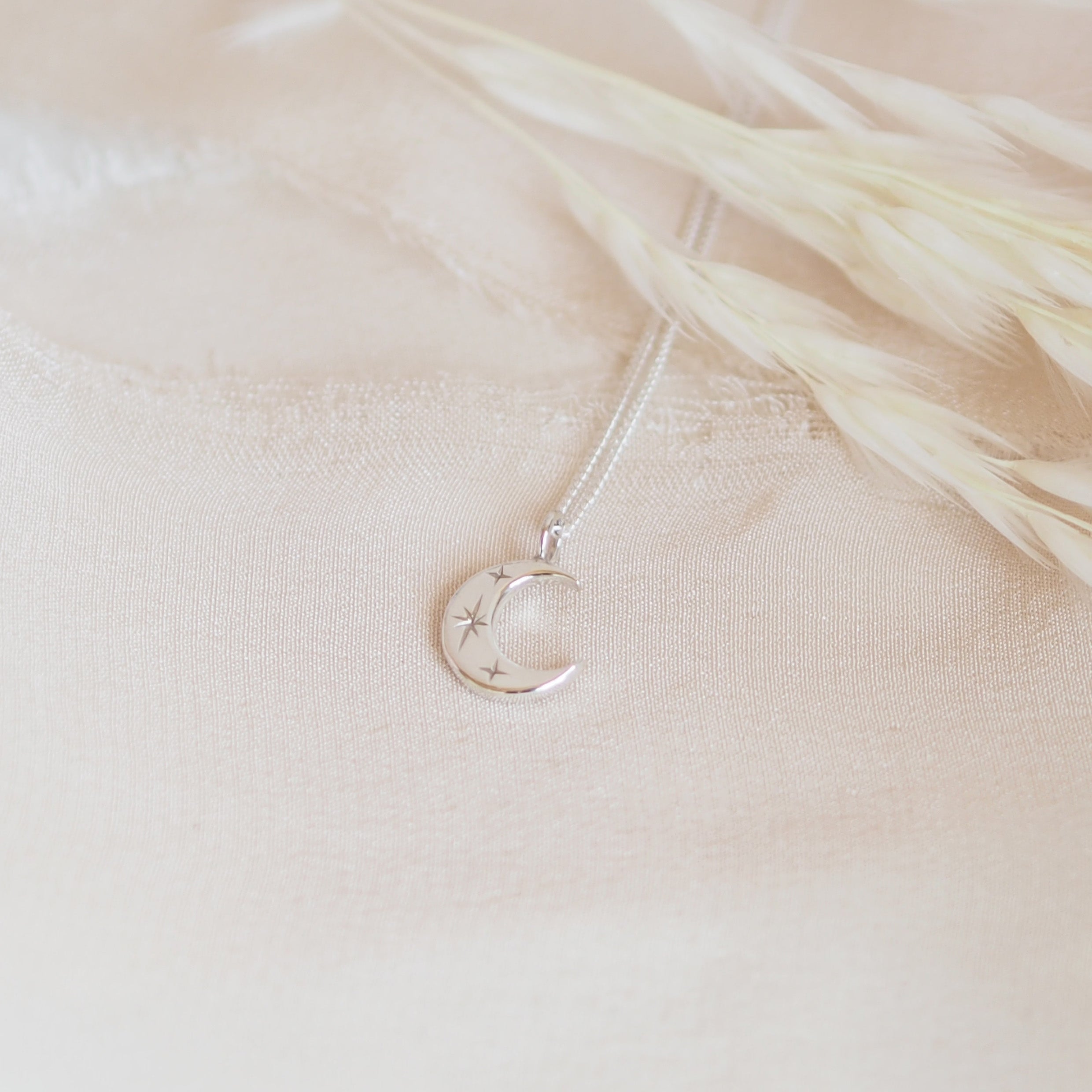 Crescent Moon Necklace in Sterling Silver