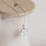 Small Oval Star Necklace in Sterling Silver