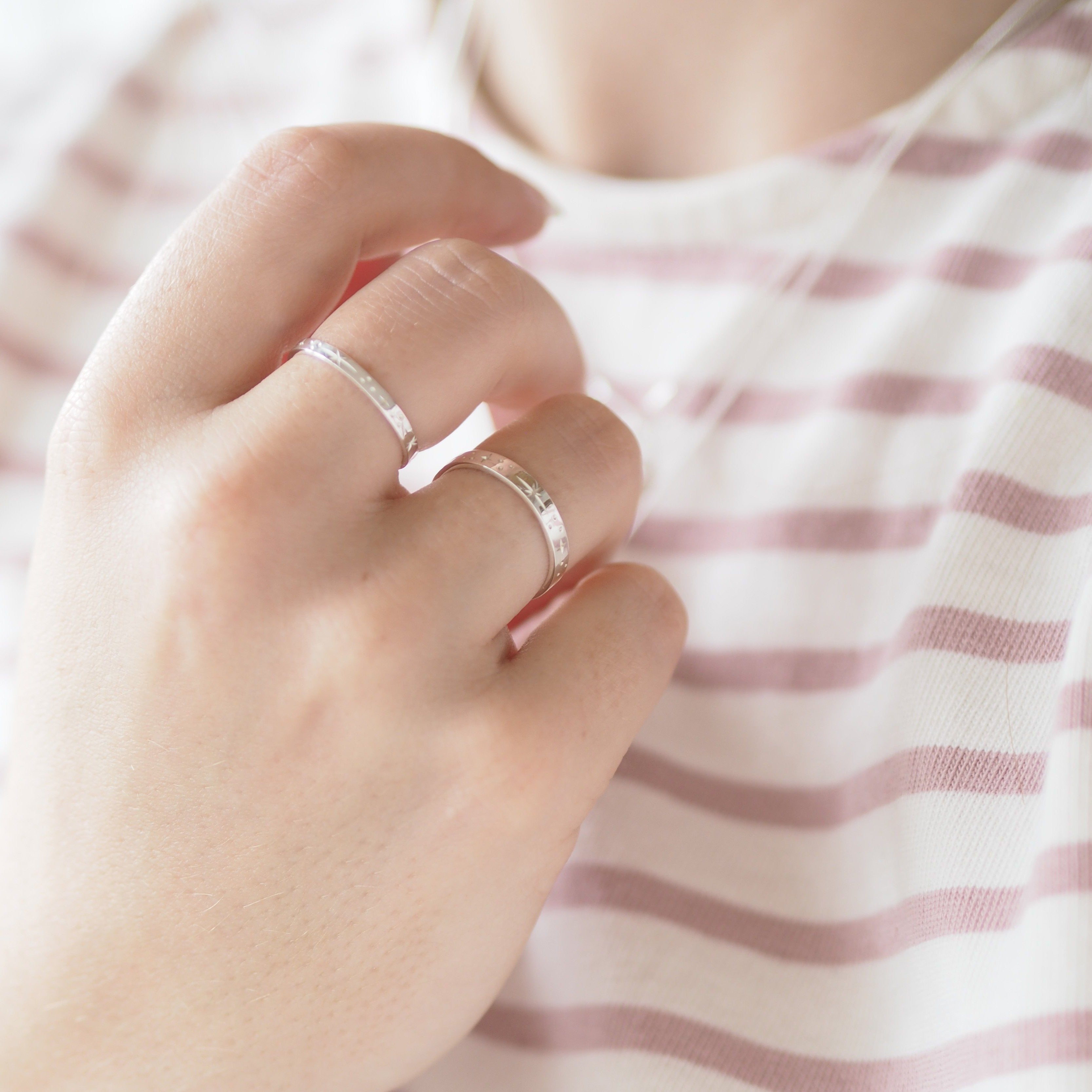 Hand Engraved Sterling Silver Star Constellation Ring