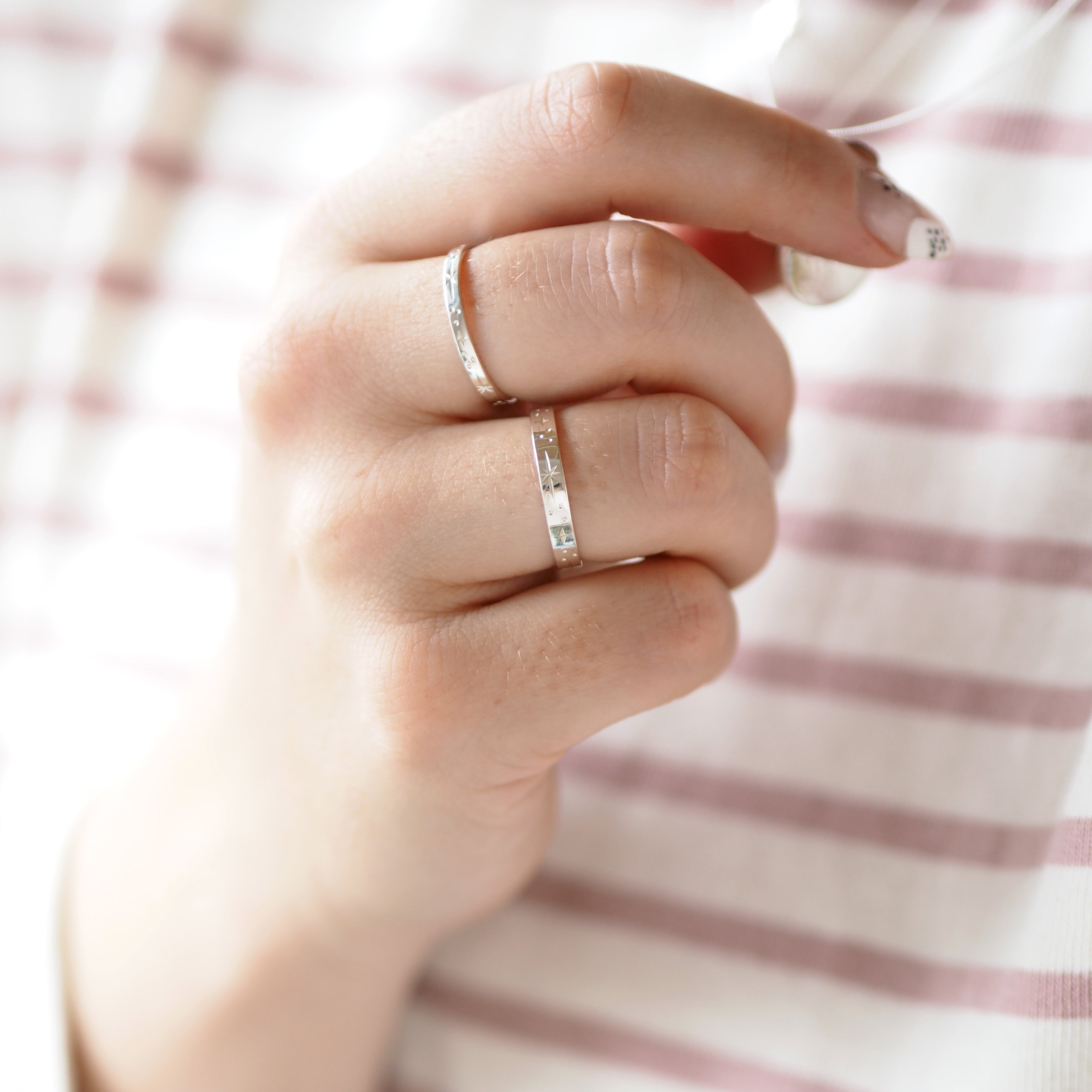 Hand Engraved Sterling Silver Star Constellation Ring