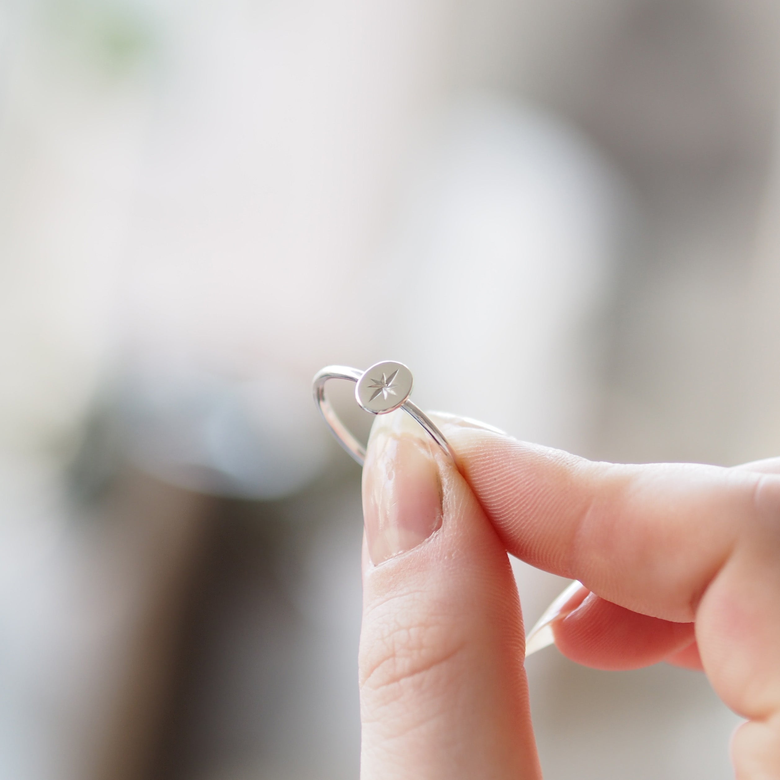 Handmade Sterling Silver Engraved Star Ring