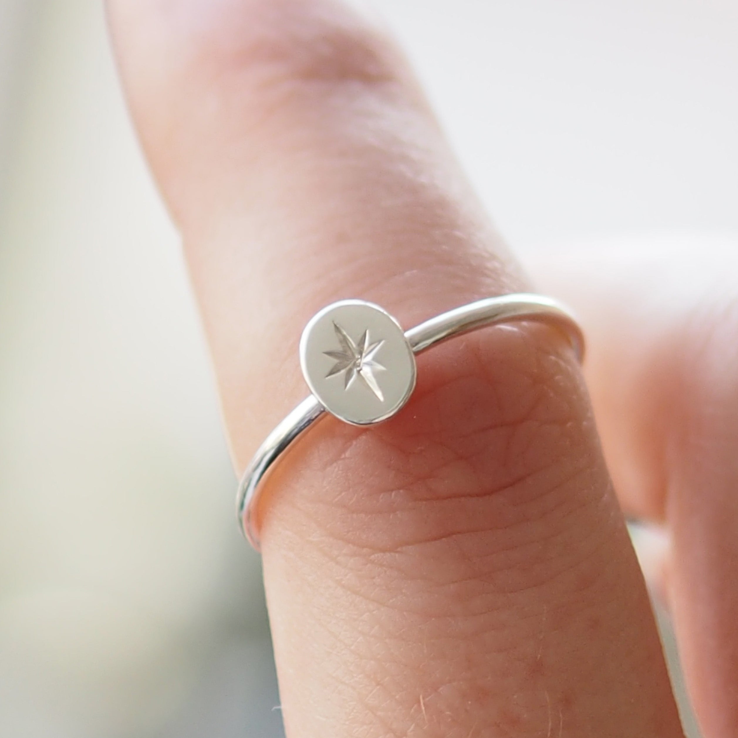 Sterling Silver Engraved Star Ring